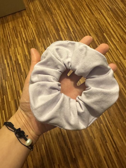 Bardzo duża gumka do włosów bawełna lila wrzos super jakość handmade