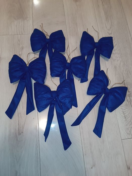 Materiałowe kokardy dekoracyjne - 6 sztuk