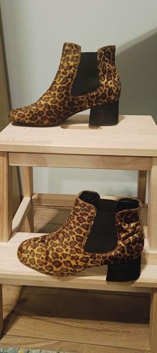 Botki sztyblety w panterkę, rozmiar 41