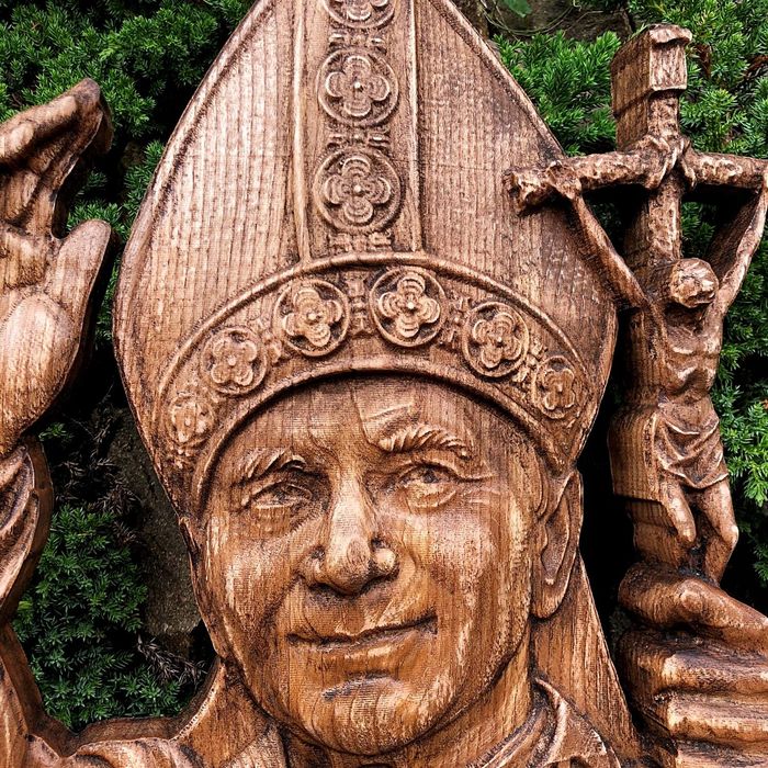 Obraz w drewnie prezent Święty Jan Paweł II 50 cm