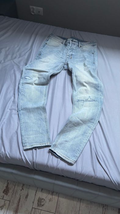 Jeansy Męskie Ksubi Slim / Skinny z przetarciami Jasne