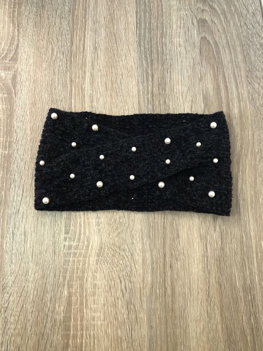 Пов‘язка плюшева з бусінами перлинками повязка с жемчужинами