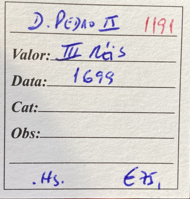 Moeda 1191 - D. PEDRO II - III Reis 1699