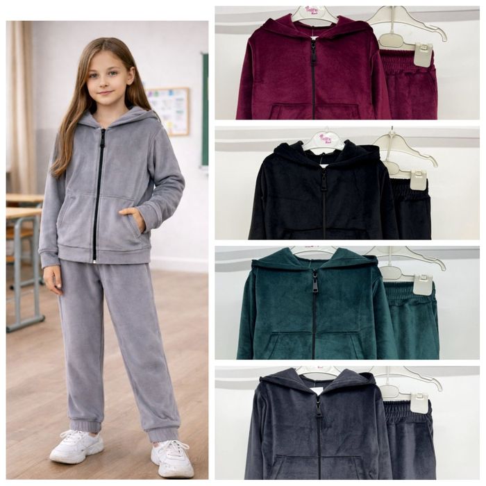 98-146см Велюровий костюм на дівчинку з легким утепленням