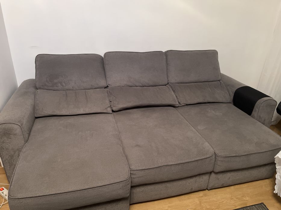 Sofá 5 Lugares com Chaise Longue, Arrumação e Assentos Deslizantes