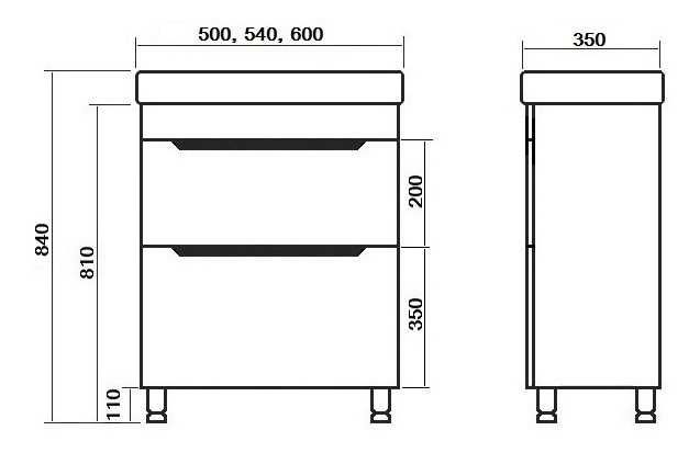 Прямоугольный умывальник в комплекте с тумбой. Новый комплект в ванну.