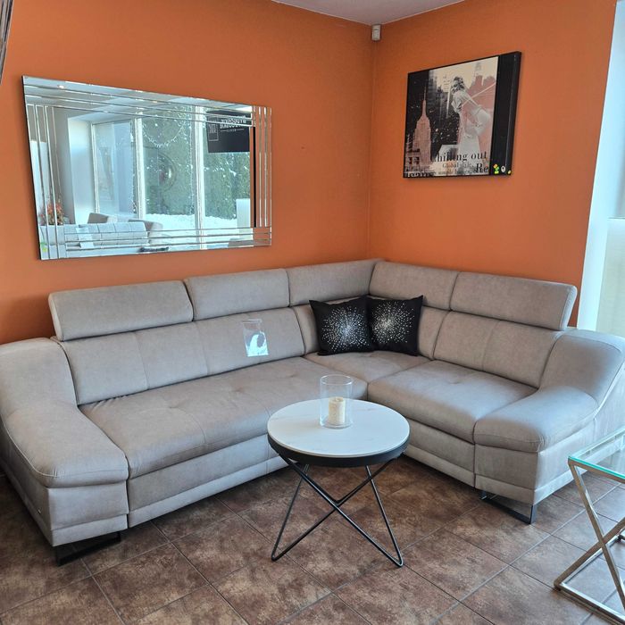 Komfortowy narożnik SORANO z funkcją spania i regulowanymi zagłówkami