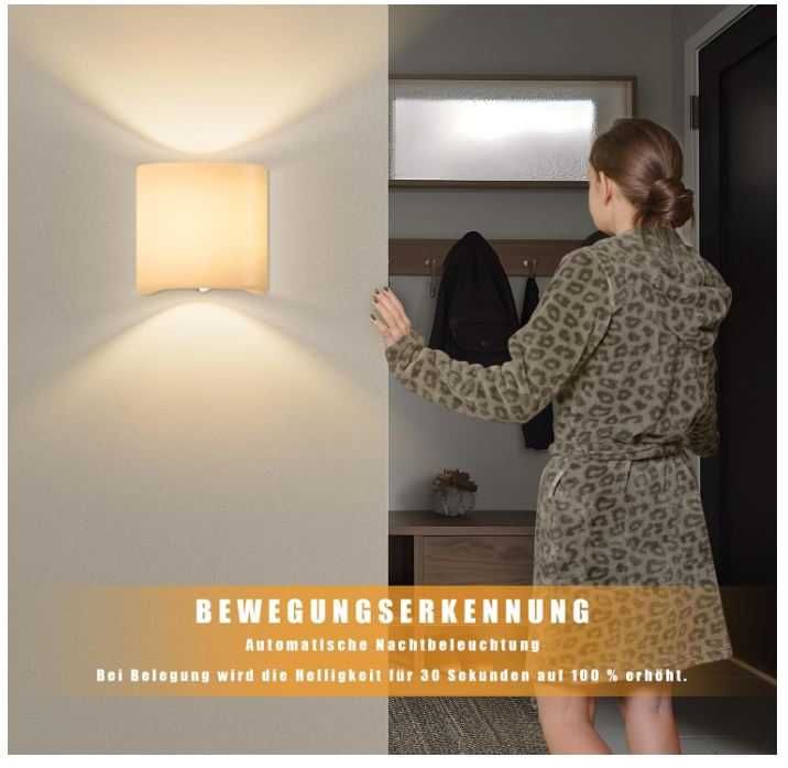 Kinkiet góra-dół bezprzewodowy z czujnikiem ruchu