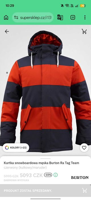 Burton Kurtka Zimowa, Snowboardowa, Narciarska
