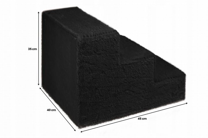 Schodki Dla Psa 3-stopnie Tapicerowane Czarne Podest Dla Psa Do Kanapy