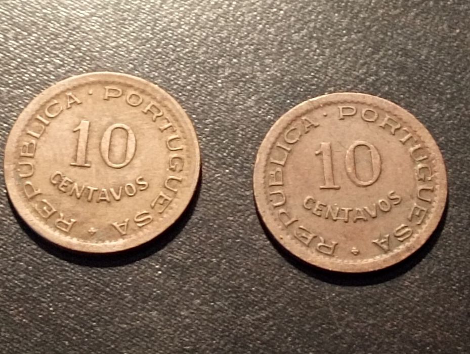 2 moedas 10 centavos	Angola 1948 e 1949 - Bronze - Soberbas