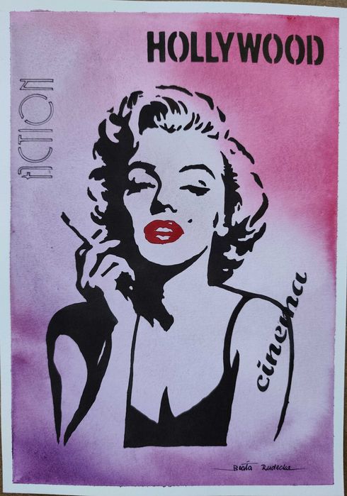 Akwarela Marilyn Monroe unikat, pop art - oryginał Hand made, ręcznie malowane