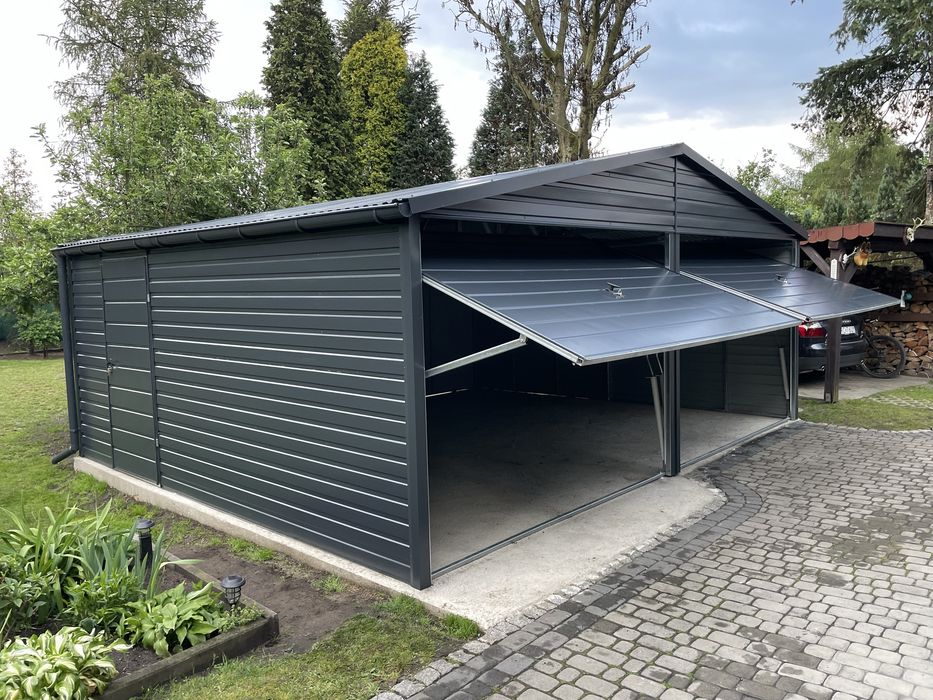 Garaż blaszany 6x5 grafit, antracyt. PROFIL OCYKOWANY.