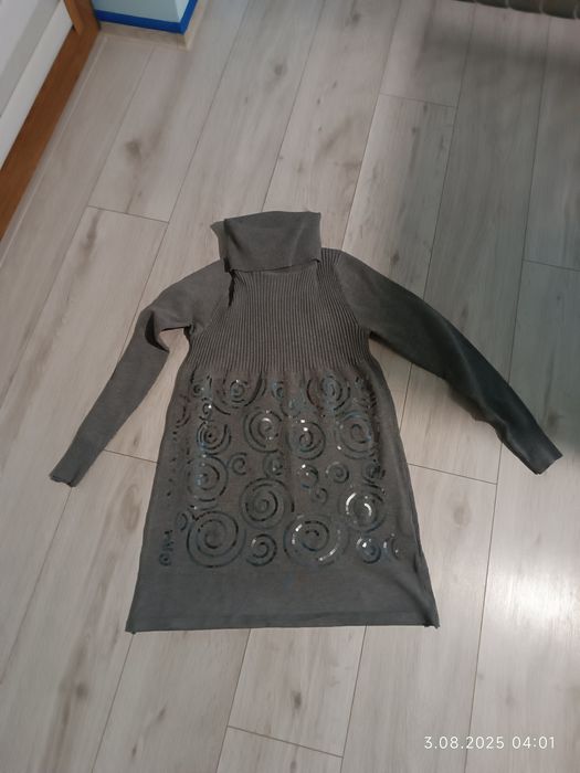 Tunika Golf sweter szary długi rękaw M