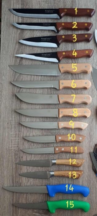 Ножи разные столовые, перочинные, для обвалки мяса, раскладные.