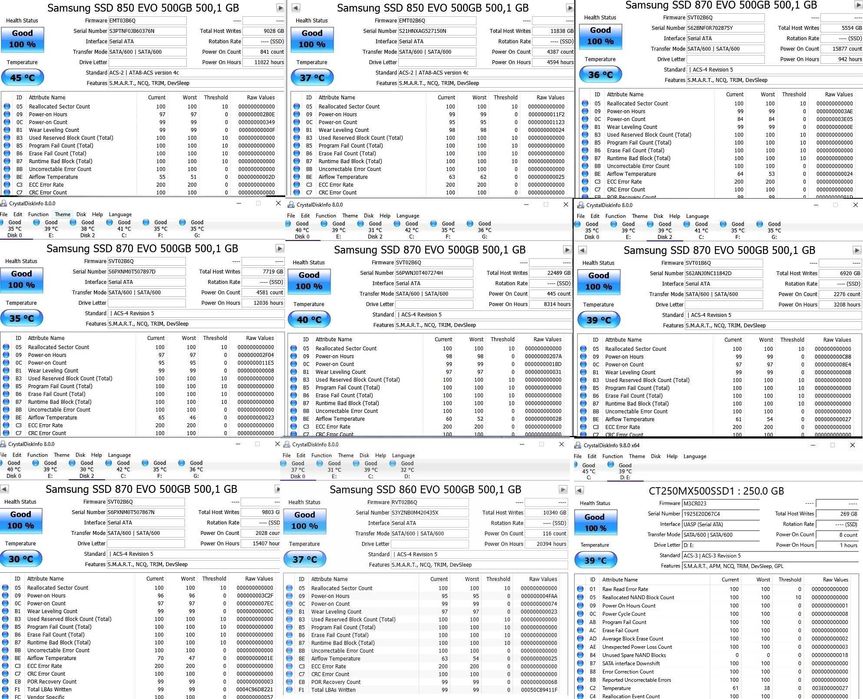 2.5 M.2 SSD диск 250GB 500GB 2TB Crucial Samsung WD SK Hynix