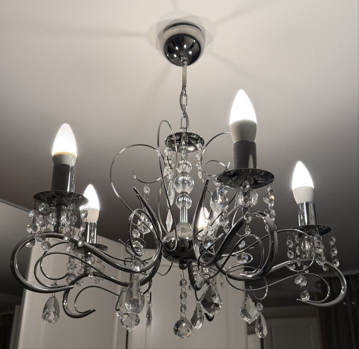 Lampa sufitowa pięcioramienna kryształki