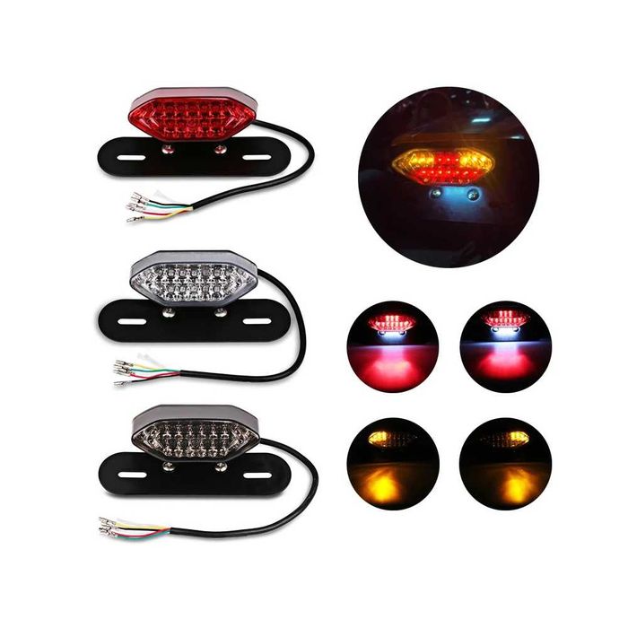 Luz traseira LED integrada para moto - Stop, travão e piscas