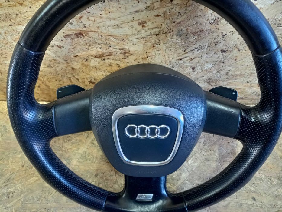 Audi A3 8P A4 B7 A6 C6 kierownica skóra s-line łopatki air bag