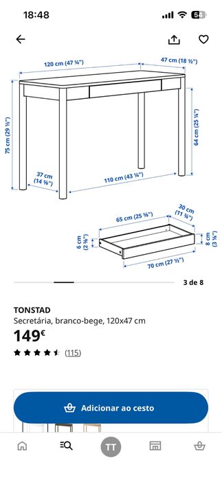 Secretária com gaveta branca IKEA