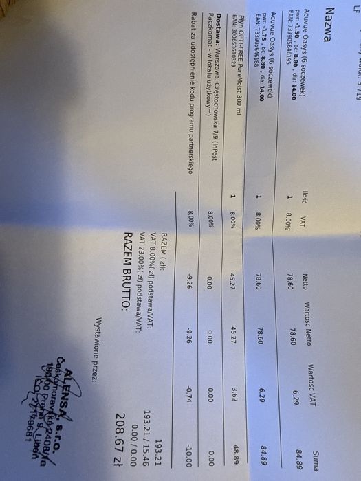 Soczewki kontaktowe nowe