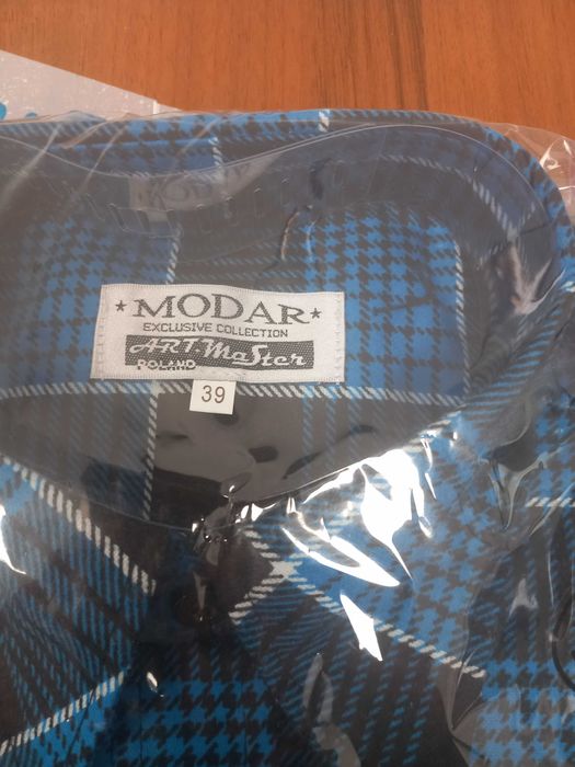 Niebieska Flanelowa Robocza męska koszula w rozmiarze 39
