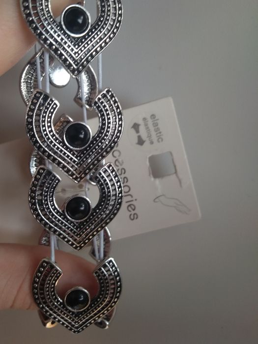 Браслет на руку, жіночий, срібний, біжутерія, еластичний