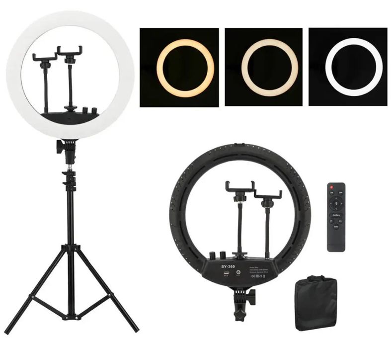 Кільцева селфи LED лампа + штатив