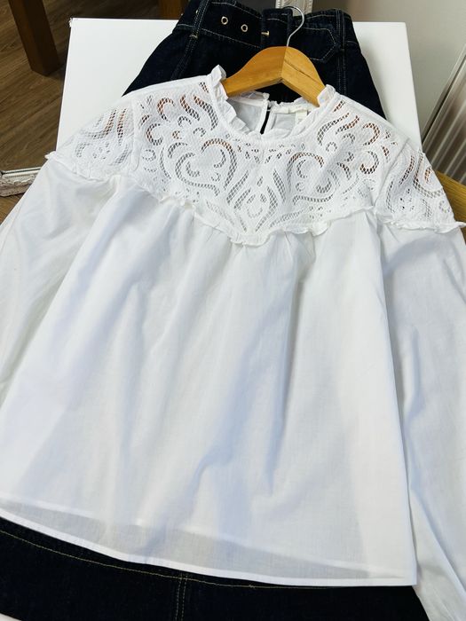 Блуза H&M з мереживом,вишита