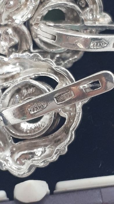 Серьги серебро 925пр. Нефрит.