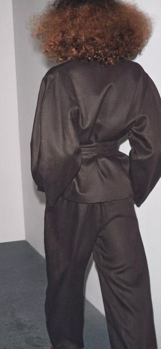 Lniany komplet garnitur Zara XL