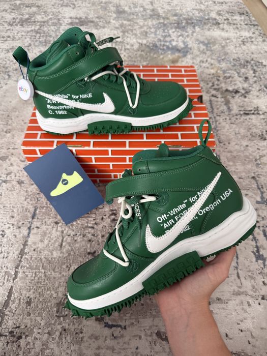 Nike Off white Air Force 1 mid Pine Green + легитчек от eBay