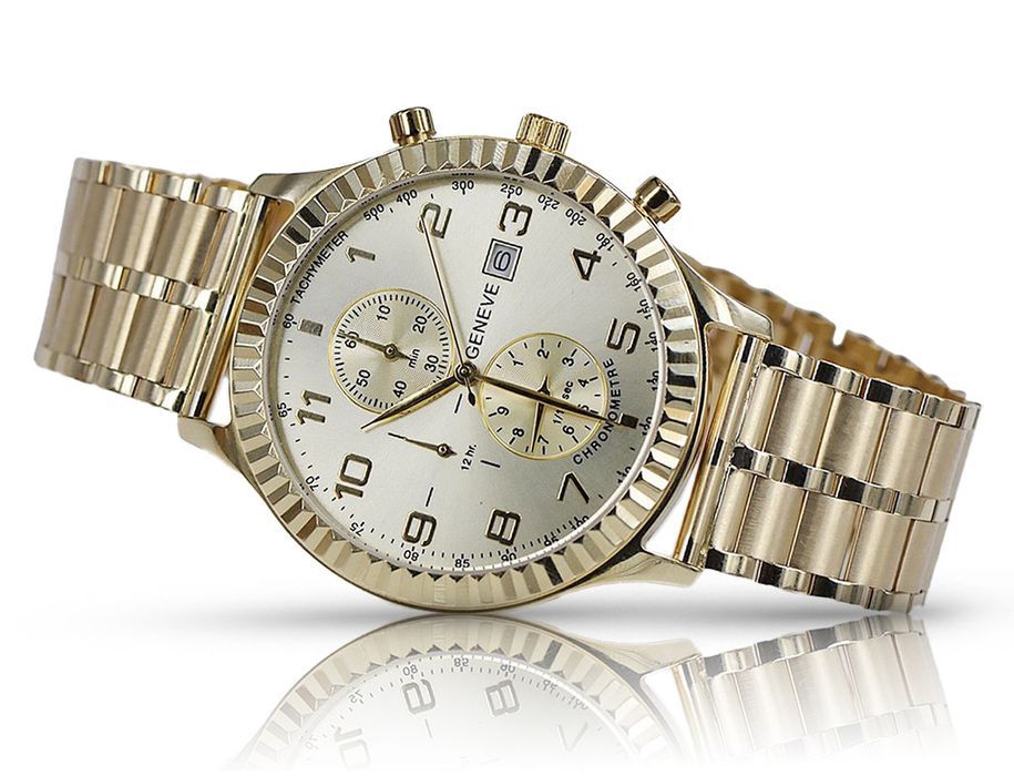Złoty zegarek z bransoletą męski 14k 585 Geneve mw007ydy&mbw007y 69g Kraków biżuteria