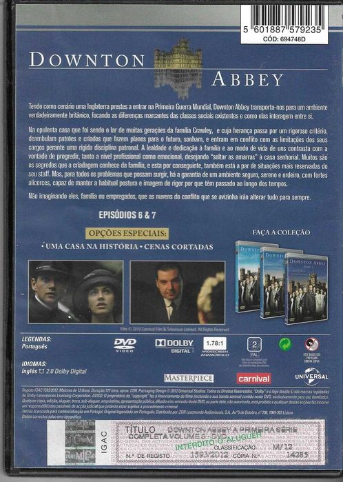 Downton Abbey: Primeira Temporada (3 DVD)