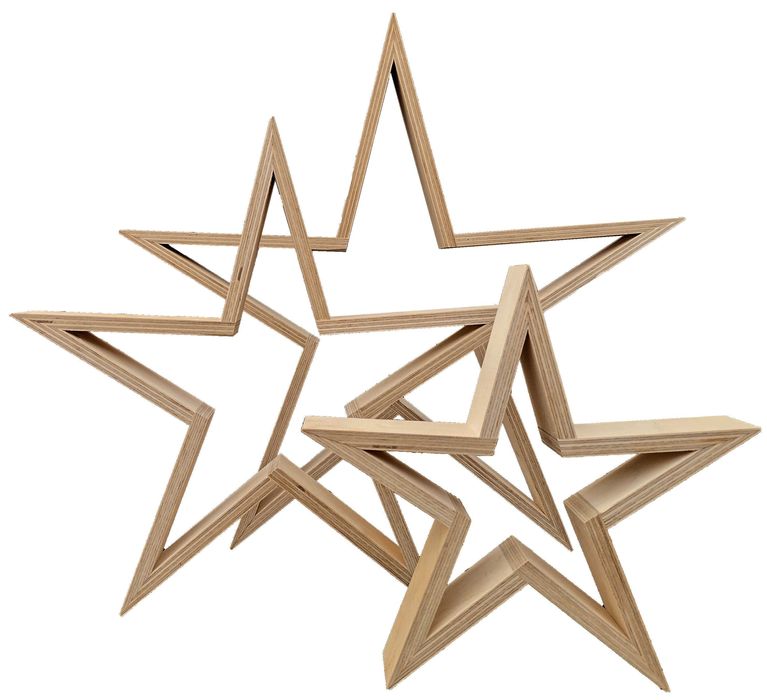 Gwiazda Drewniana Baza Do Ozdabiania Kpl. 3 szt. 41cm BOŻE NARODZENIE