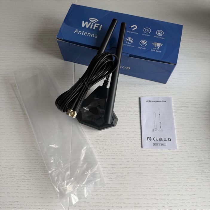 WiFi антена Eightwood RP-SMA 2.4/5 ГГц для роутера/ПК/PCIe адаптера