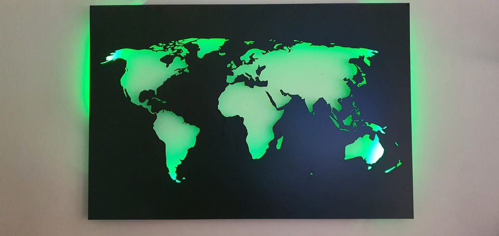 Metalowy Obraz Mapa Świata – Elegancka Dekoracja Ścienna 120x80 cm