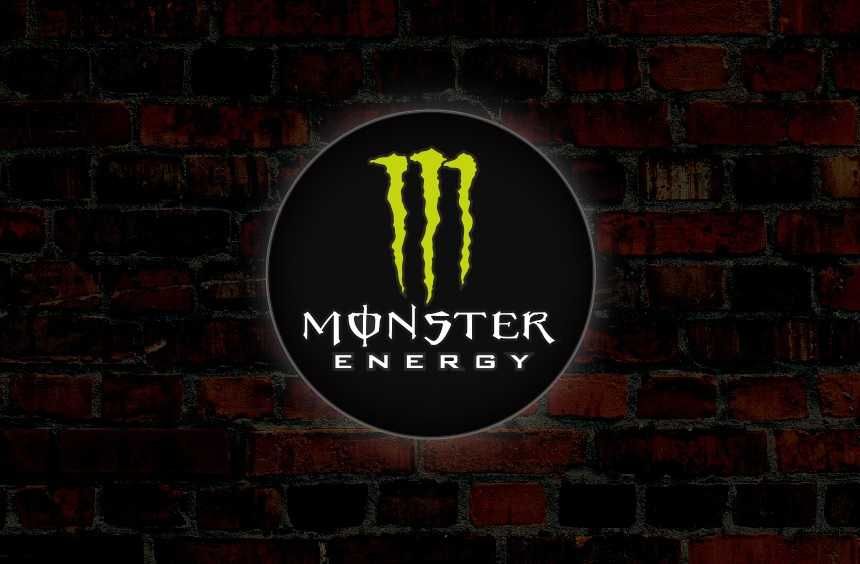 LED Neon MONSTER ENERGY, Logo podświetlane, Reklama, Baner, Plafon, 3D
