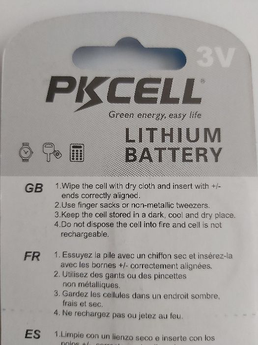 Литиевая батарейка PKCELL CR1632 (пульт Toyota Lexus, датчики TMPS)5шт