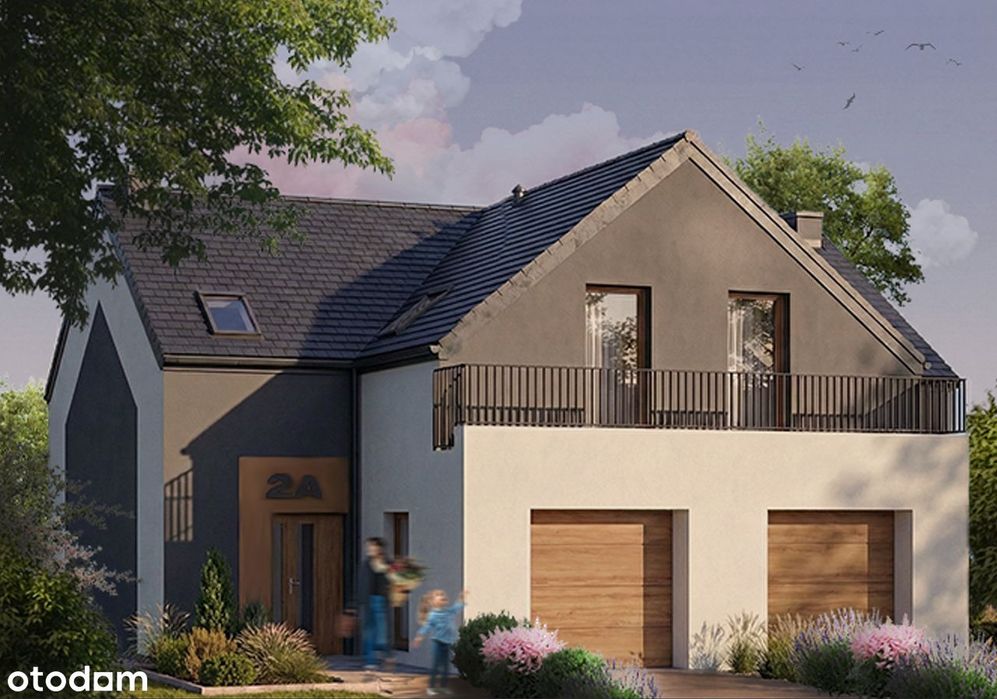 Nowoczesny energooszczędny dom w zabudowie bliżniaczej z garażem