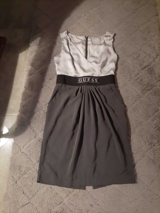 Elegancka sukienka olowkowa guess 36 38 s m szara popielata jedwabna