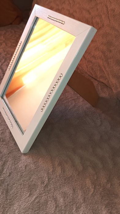 Lusterko, lustro stojące, białe,28x22cm, Glamour,