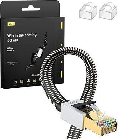 Kabel Ethernet Cat8 1 M – 40 Gb/S, 2000 Mhz, Płaski, Pleciony