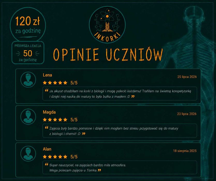 Korepetycje Biologia/Chemia Online