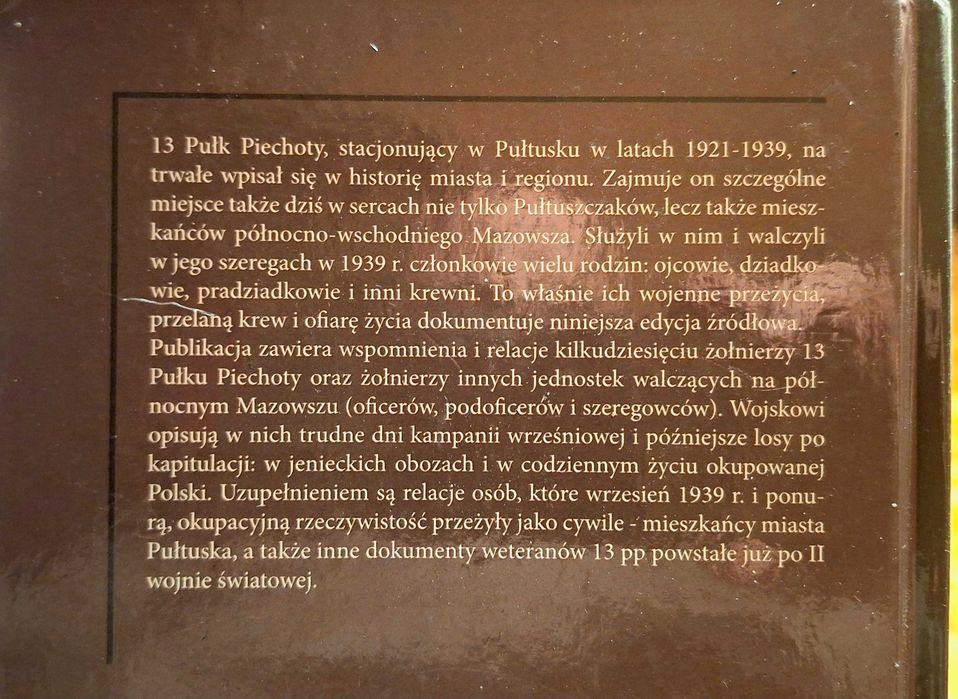 13 Pułk Piechoty w Kampanii Wrześniowej 1939 Relacje Pułtusku