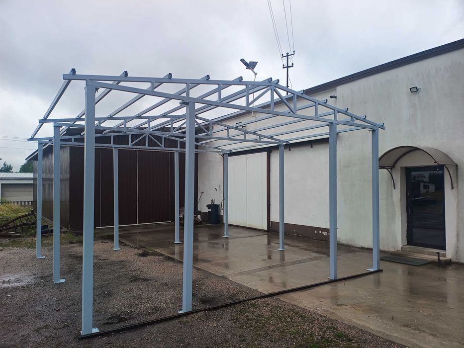 wiata garaż konstrukcja stalowa 9x8