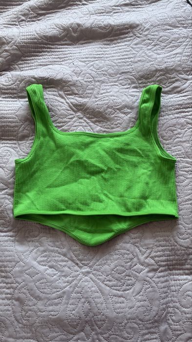 Zielony neonowy komplet legginsy i crop top S/M 36/38