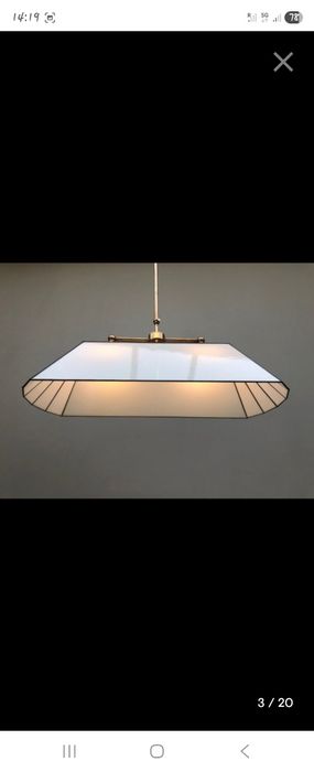 Candeeiro de tecto em latão e vitro (vitral)