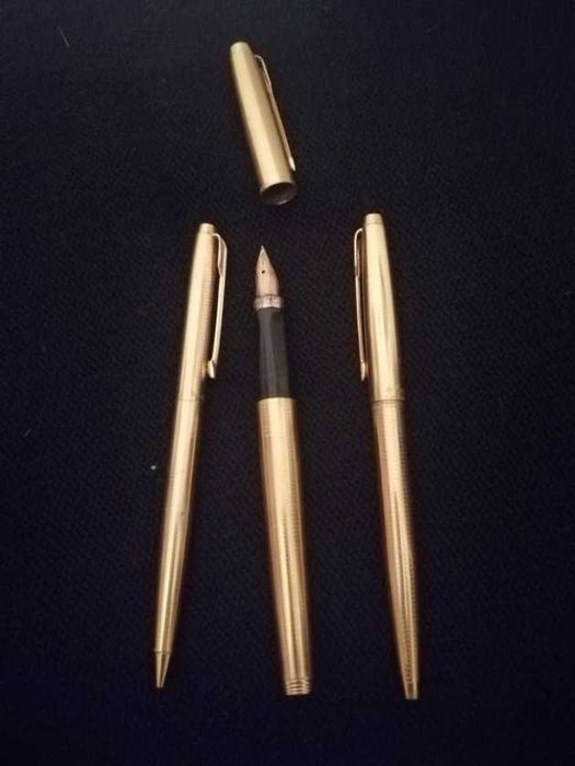 Conjunto canetas Parker 65 Consort Insígnia 14k Vintage Anos 70