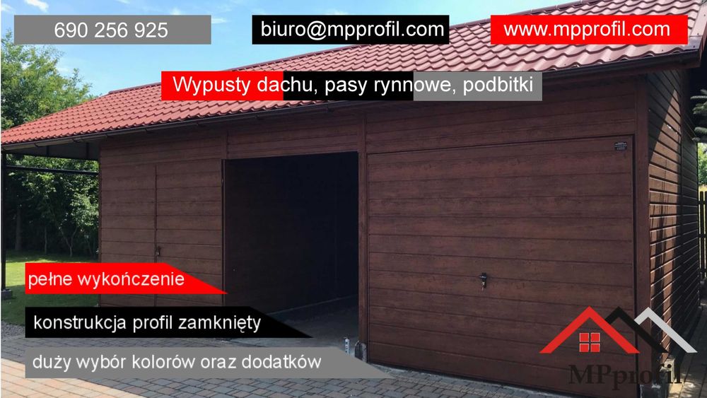 Garaż 3,5 x 14 m przy elewacji